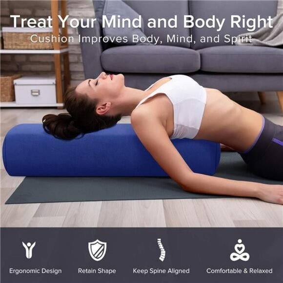 Simian Rectangular Yoga Bolster Cushion Velvet Cover for Meditation Support - Picture 6 of 8